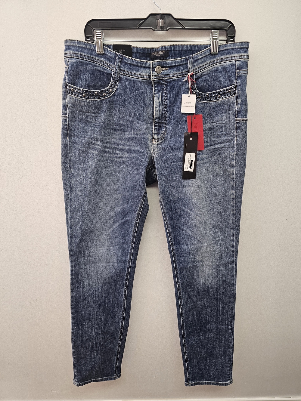 Women’s Blue Denim Jeans with Studded Pockets